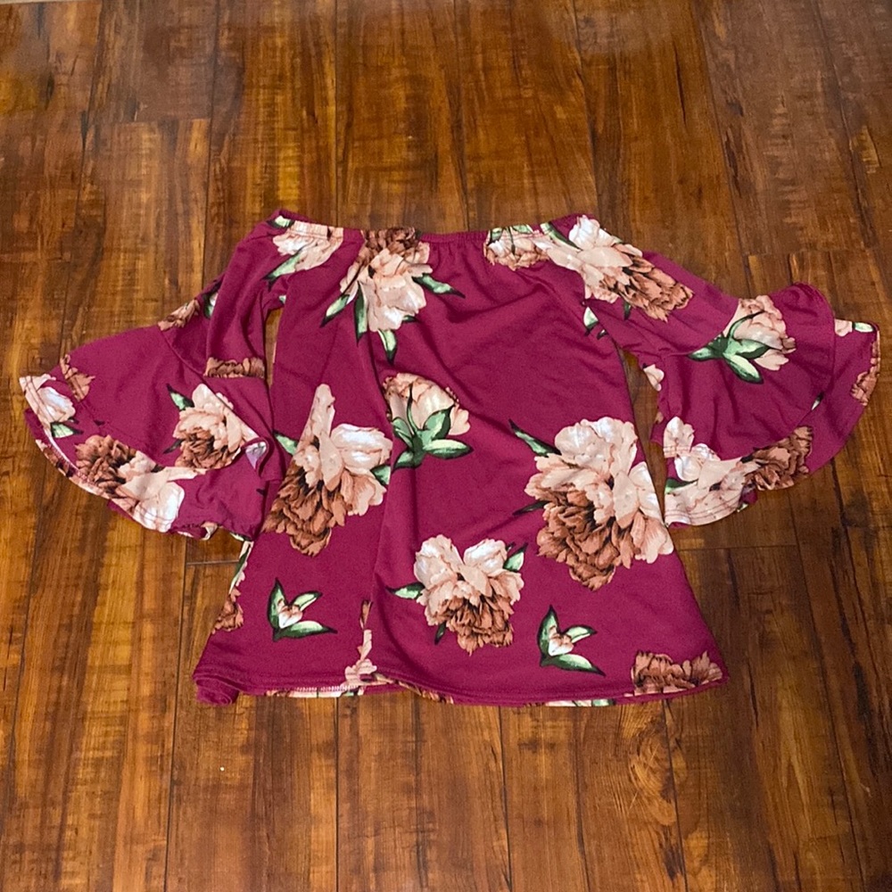 Wine Floral Top